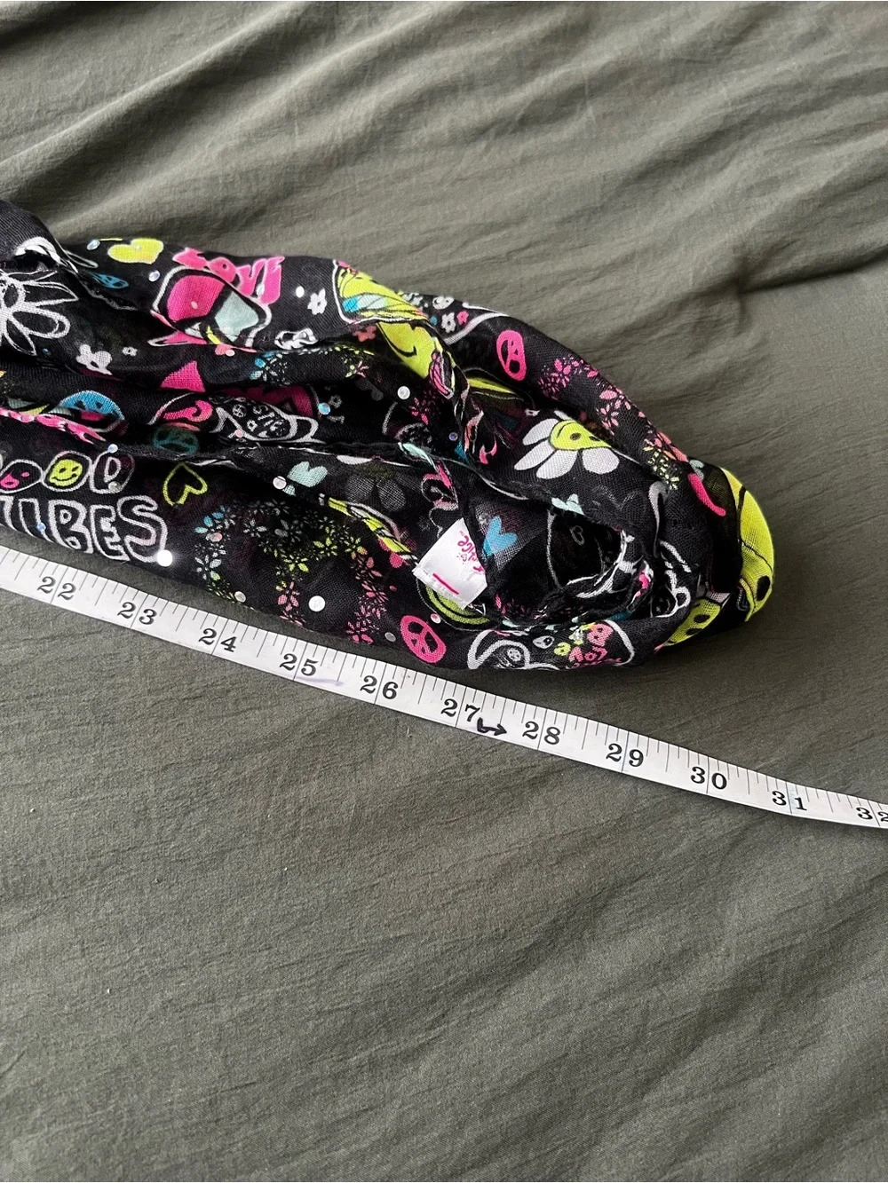 Justice Black Infinity Scarf Mask with Pink & Neon Yellow Graphics